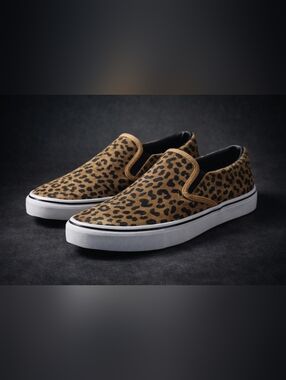 No Boundaries Leopard Print Slip-On Flats in Tan and Black